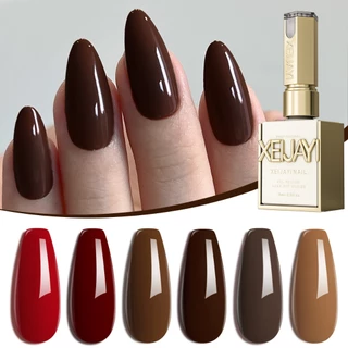 XEIJAYI 15มล สีทาเล็บ 6 สี แดงและน้ำตาล ทนทาน เหมาะสำหรับ DIY ที่บ้านและร้านทำเล็บ