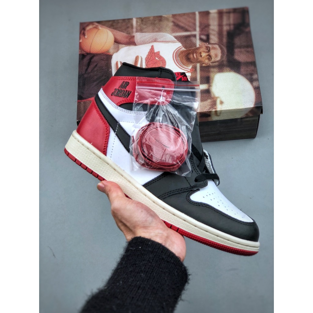 A/j 1 High Joe 1 สีดําสีขาวสีแดงใหม่ Black Toes High-Top Culture รองเท้าบาสเก็ตบอล DZ5485-106