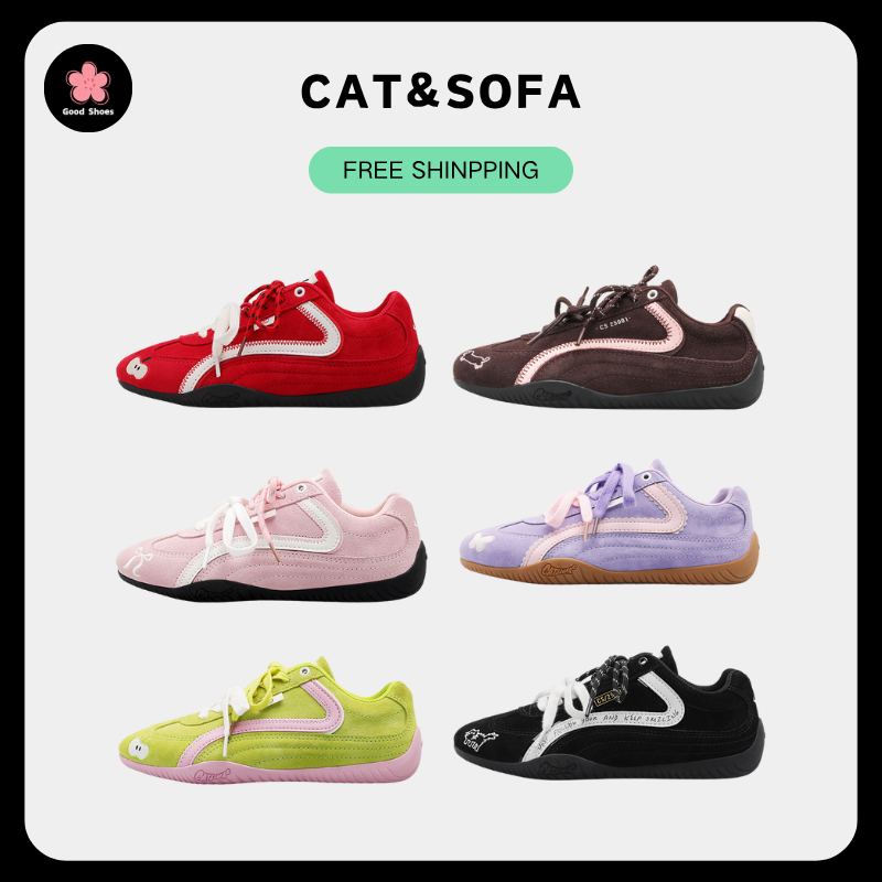CAT&SOFA [พร้อมส่ง] Cat and Sofa Emoji-Lab รองเท้าส้นแบน Apple Shoes Red Racing Shoes Flat Shoes for
