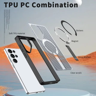 Sunyi สําหรับ Samsung Galaxy S25 Edge S25 S24 S23 FE S22 (บวกอัลตร้า) ธุรกิจเคสโทรศัพท์แม่เหล็ก - การออกแบบระบายความร้อนในฤดูร้อนพร้อมขาตั้ง