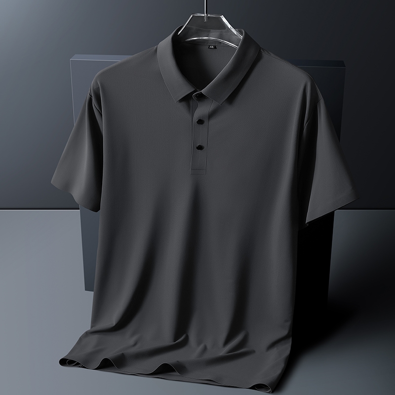 M-8XL ขนาดใหญ่ขนาดผ้าไหมน้ําแข็งเสื้อโปโลผู้ชายไม่มีรอยต่อแขนสั้นธุรกิจยืด Breathable