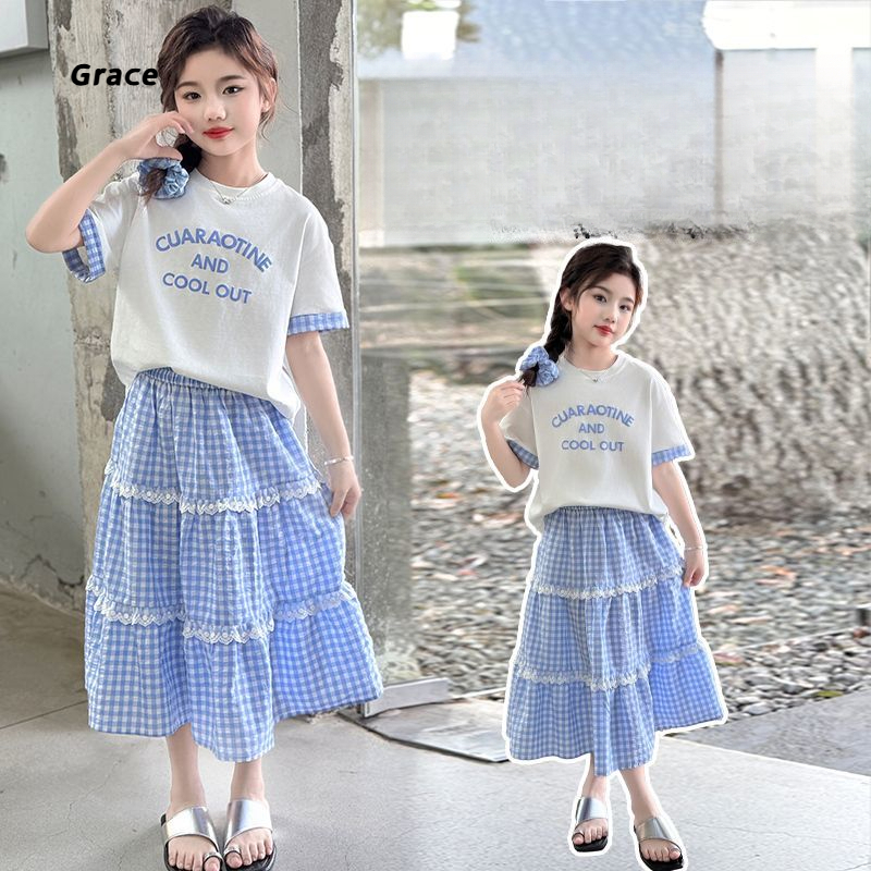 [Grace] (Ready Stock) ชุดสูทสองชิ้นวันหยุดเด็ก เสื้อท็อปแขนสั้นแฟชั่นสไตล์เกาหลี+กระโปรง (ไม่จับคู่กับผ้าผูกผมและกระเป๋า) GR1576 #