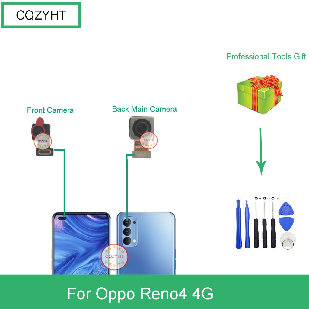 กล้องด้านหลังสําหรับ Oppo Reno4 4G CPH2113 / Oppo Reno4 5G CPH2091 และชิ้นส่วนเปลี่ยนกล้องด้านหน้า