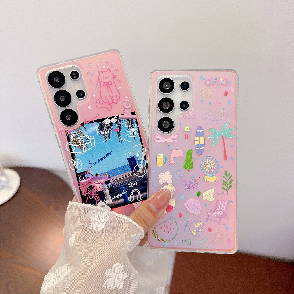 แฟชั่น ริมทะเลฤดูร้อน สติ๊กเกอร์ เคส Samsung Galaxy S25Edge S25 Ultra S25 Plus S25 S24 FE S24 Ultra 