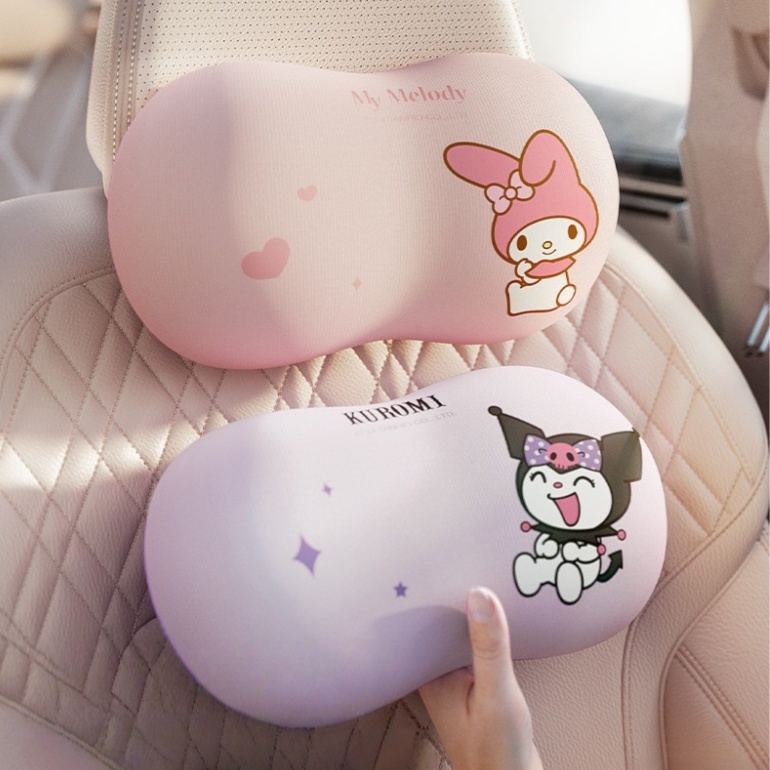 รถพนักพิงศีรษะคอหมอนการ์ตูนที่นั่งยืดหยุ่นสูงหมอนรถคอน่ารักหน่วยความจําโฟม