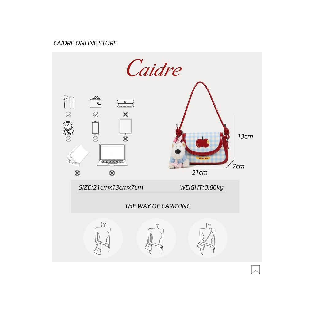 Caidre Preppy Style Shoulder Messenger Bag Girl Underarm รูปที่ 6