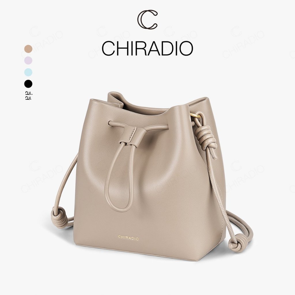 CHIRADIO กระเป๋าสะพายไหล่เรียบง่ายสำหรับผู้หญิง กระเป๋าสะพายข้างแบบลำลอง แบบเชือกผูกและสายสามารถปรับได้ H011