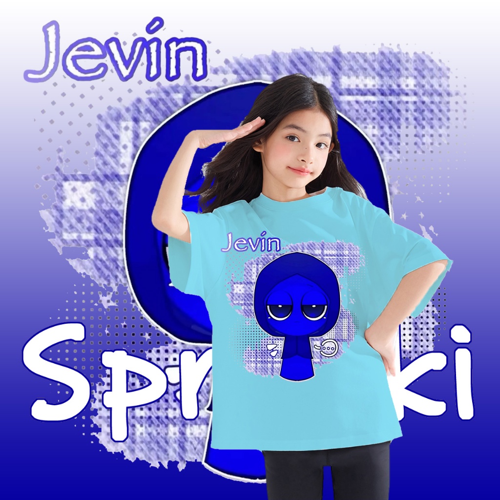 ใหม่ ! ! ! Sprunki jevin เสื้อยืด, เสื้อยืดแขนสั้นพิมพ์ลายเด็ก unisex 100-150 ซม.