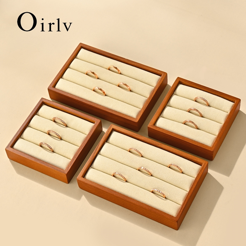 Oirlv ขาตั้งจอแสดงผลต่างหูเครื่องประดับไม้ Organizer Square แหวนขาตั้งจอแสดงผล SM239