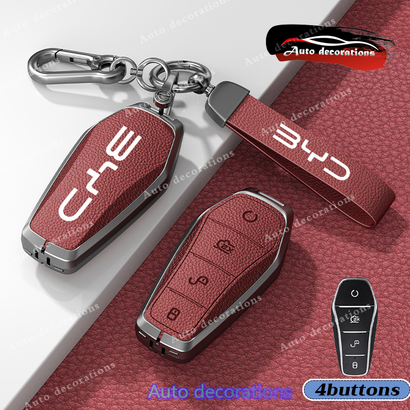 เคสกุญแจสำหรับ BYD รุ่น Dolphin, Atto 3, Seal, Sealion 5/6/7, M6 และ Shark — วัสดุโลหะผสมสังกะสี พร้อมพวงกุญแจ — อุปกรณ์เสริมสำหรับ BYD