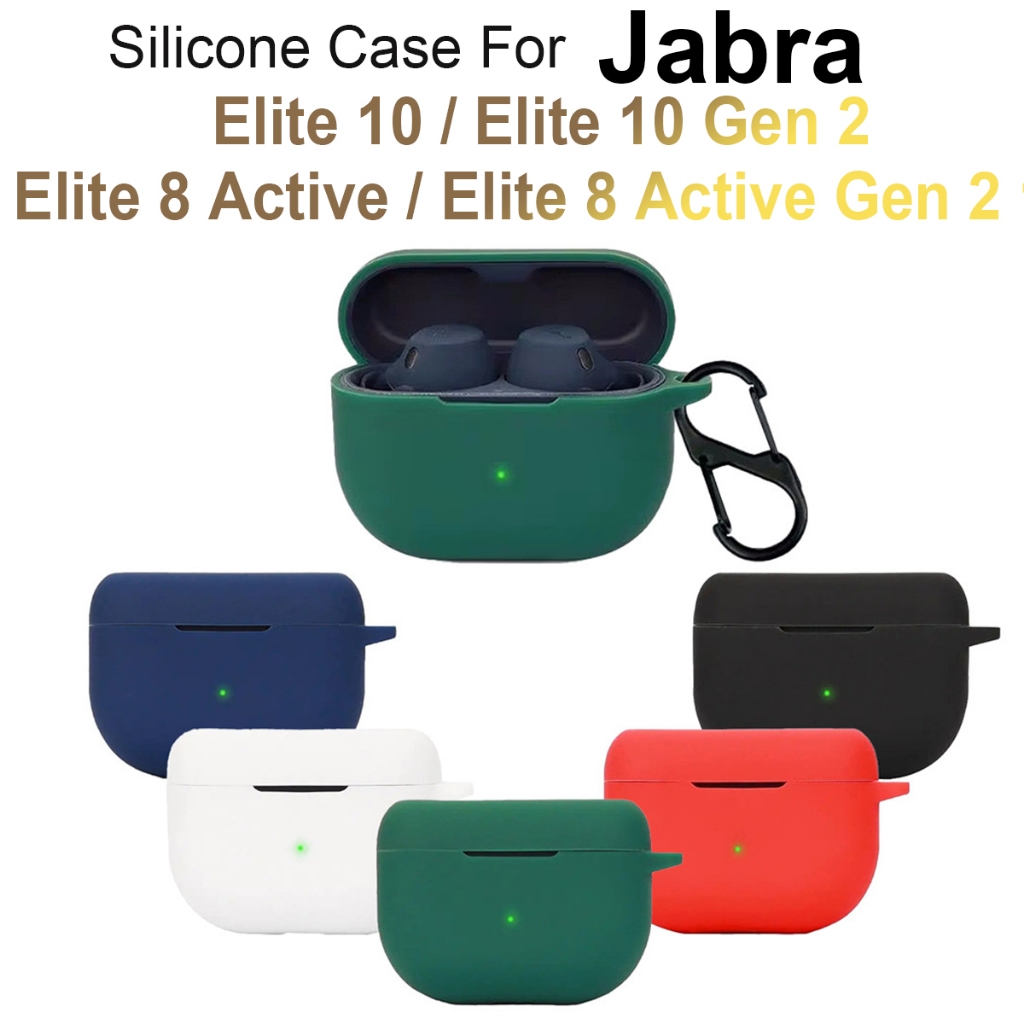 เคสซิลิโคนพร้อมพวงกุญแจหูฟังบลูทูธสําหรับ Jabra Elite 10 / Elite 10 Gen 2 / Elite 8 Active / Elite 8