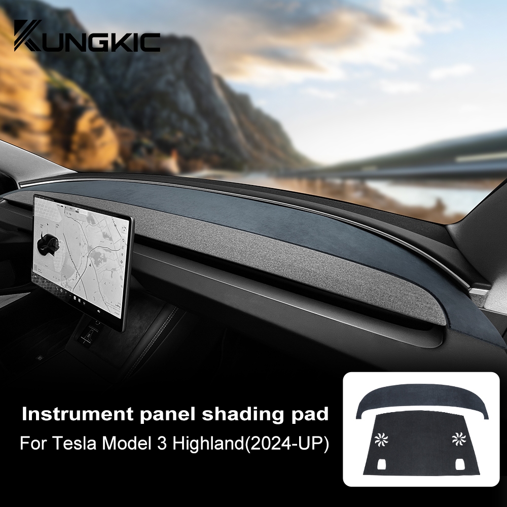 สําหรับ Tesla รุ่น 3 Highland 2024 2025 Anti-Slip Mat Dashboard ฝาครอบ Pad Sunshade Dashmat พรม Anti-UV รถอุปกรณ์เสริม