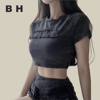 Bh เสื้อยืดคอกลม แขนสั้น ผ้าฝ้าย 100% สไตล์วินเทจ อเมริกัน ส…