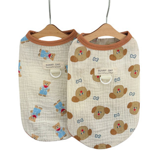 น่ารักหมีสัตว์เลี้ยงผ้าฝ้ายผ้ากอซเสื้อกั๊กสัตว์เลี้ยงเสื้อกั…