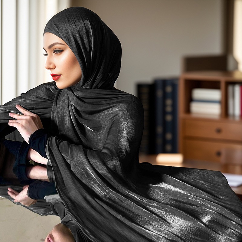Jifang Shimmer ผ้าไหมผ้าคลุมไหล่ Cool Breathable Soft Light Smooth Silk-like Pashmina ผ้าคลุมไหล่งานแต่งงานมุสลิม Hijabs SL288