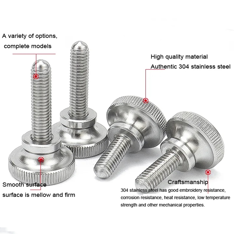 M2 M2.5 M3 M4 M5 M6 M7 M8 M10 304 สแตนเลส High Step Head Knurled มือกระชับ Thumb สกรูผ้าม่านผนังแก้ว