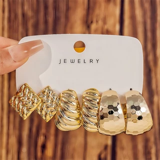 Benge 3 ชิ้นโลหะสไตล์ C รูปร่าง Water Drop Bean ต่างหู Seaside Vacation Party ของขวัญอุปกรณ์เสริมแฟชั่น Vintage