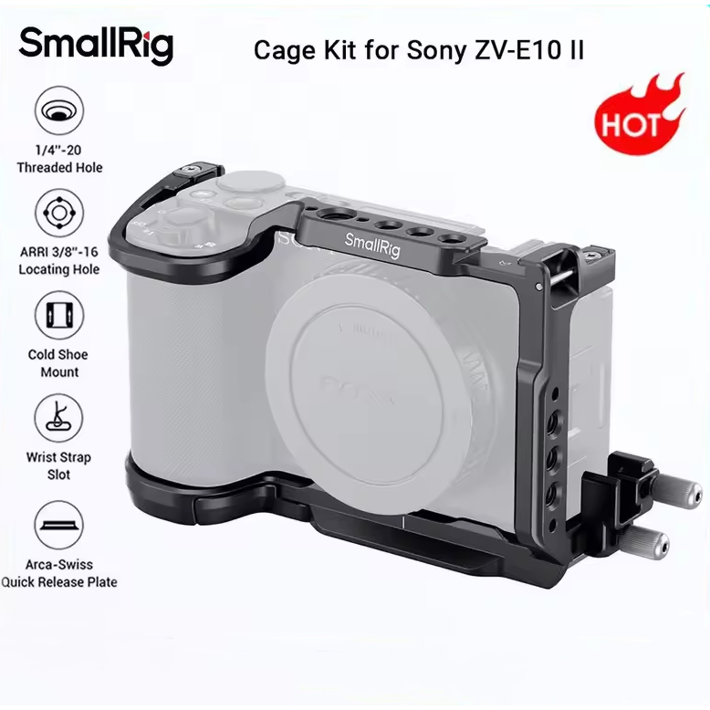 SmallRig ZV-E10 II กล้องชุดสําหรับ Sony ZV-E10 II, พร้อมสายเคเบิล Clamp, w Arca-Swiss Quick Release 