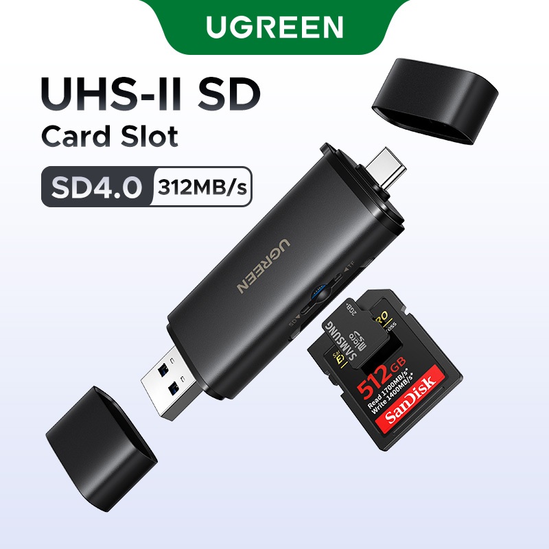 UGREEN เครื่องอ่านการ์ด USB3.0 และ USB C ถึง SD MicroSD TF Thunderbolt 3 สําหรับ PC แล็ปท็อปอุปกรณ์เสริมสมาร์ทการ์ดหน่วยความจําเครื่องอ่านการ์ด SD