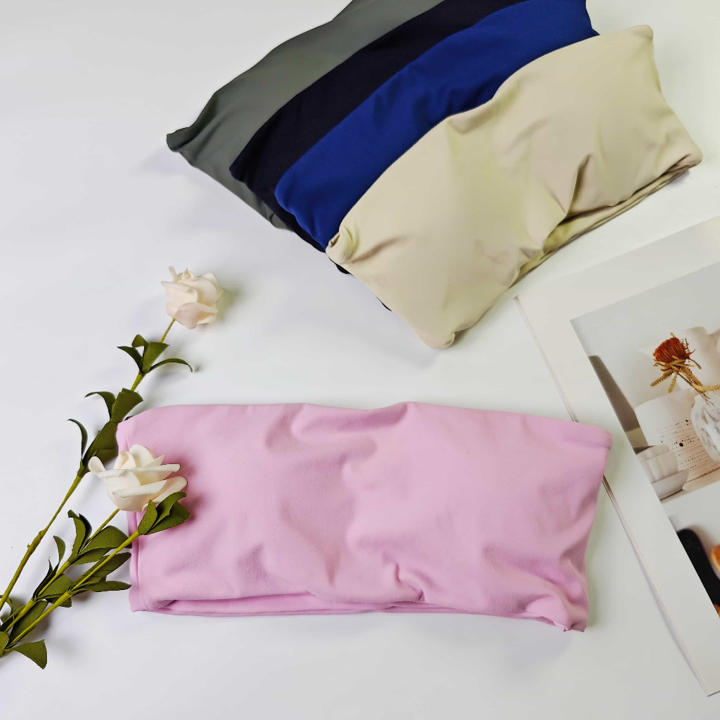 Bare Feeling Anti-Wardrobe Malfunction Bandeau พร้อมแผ่นหน้าอกที่ถอดออกได้