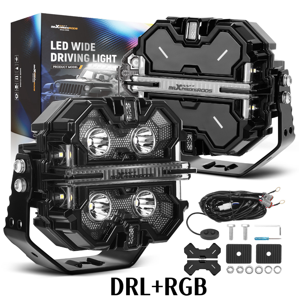 2 ชิ้น ไฟ RGB LED ออฟโรด 5"/3.5" ลำแสงกว้าง 270° ยิงข้าง ปรับสีได้ สำหรับแต่งรถ กระบะ ออฟโรด SUV