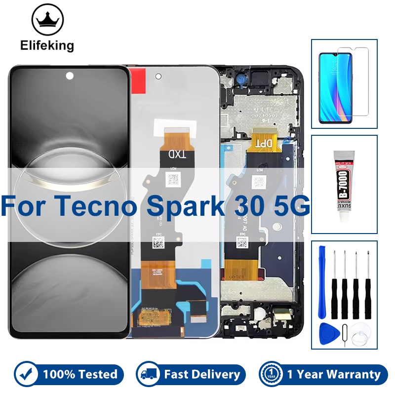 คุณภาพสูง LCD สําหรับ Infinix Tecno Spark 30 30C 30C 5G KL8H kl5 จอแสดงผล Touch Screen Assembly กรอบ