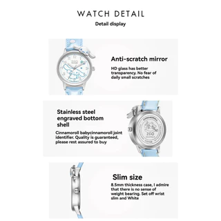 Sanrio Hello Kitty Kuromi Kids Round Quartz Watch 3D Stereoscopic Design Cartoon Dial Candy Color PU Strap Student Watchs