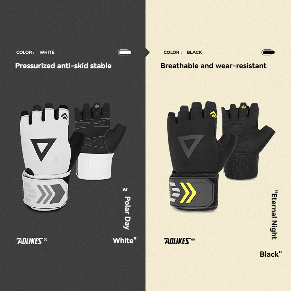 AOLIKES 1 คู่ถุงมือยกน้ําหนักสายรัดข้อมือสนับสนุน Breathable Anti-Slip กีฬา Gym ถุงมือเพาะกาย Powerlifting ฟิตเนสการฝึกอบรม - รูปที่ 2