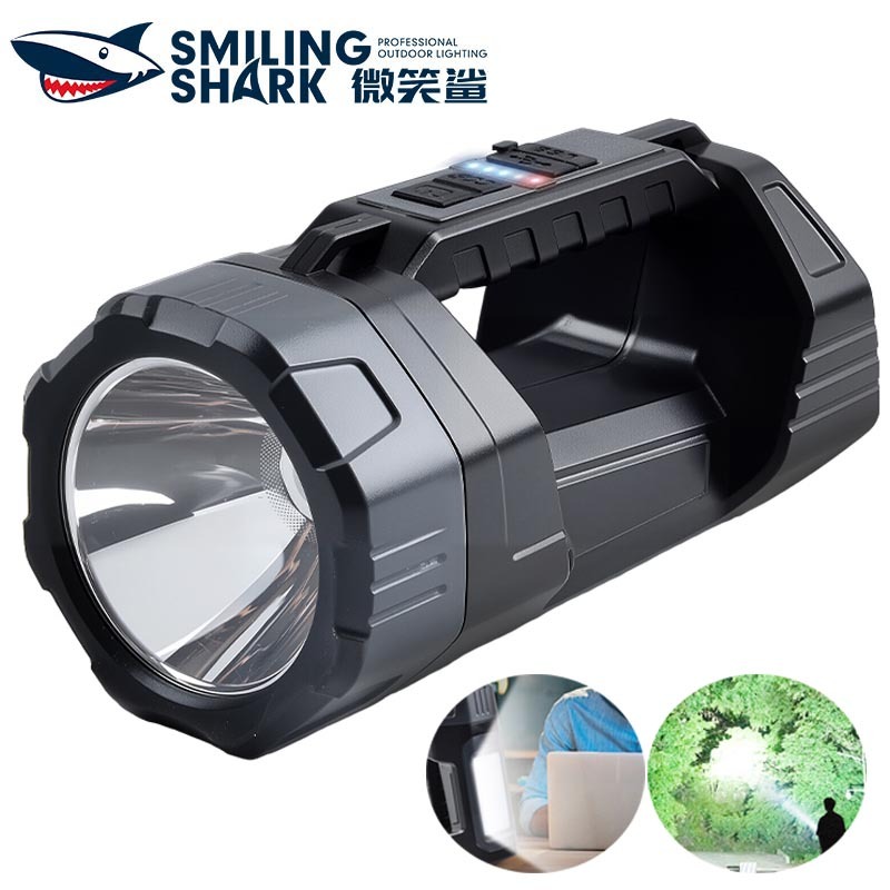 SmilingShark ST5251 ไฟฉาย led แสงอาทิตย์ สว่างมาก ไฟถือแบบพกพา ด้วยรูยึด ไฟคบเพลิง 6 โหมด Type-C แบบชาร์จได้ แฟลชสีน้ำเงินแดง กันน้ำสำหรับการเดินป่าแคมป์ปิ้ง