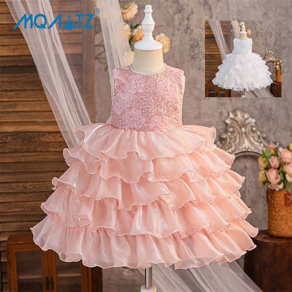MQATZ ดอกไม้สาว Tutu ชุดสําหรับเด็กเด็กเสื้อผ้าชุดเจ้าหญิงมุกคงที่ชุดวันเกิด L6039