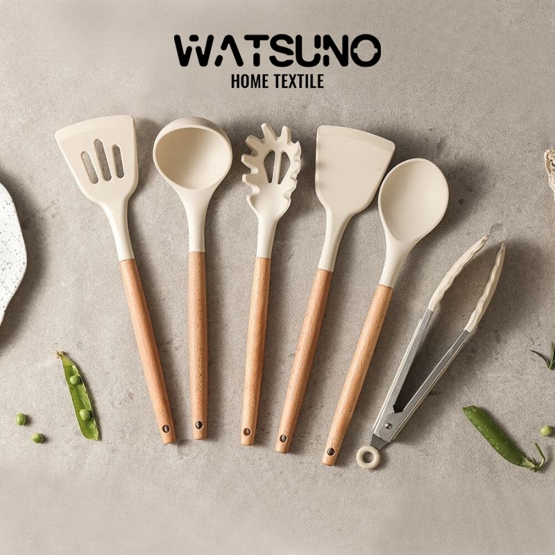 Watsuno.Premium ชุดเครื่องครัวซิลิโคนหลายชิ้น - ทนความร้อนได้ถึง 230°ควัสดุที่ปลอดภัยเกรดอาหารรวมอุปกรณ์ทําอาหารหลายตัว