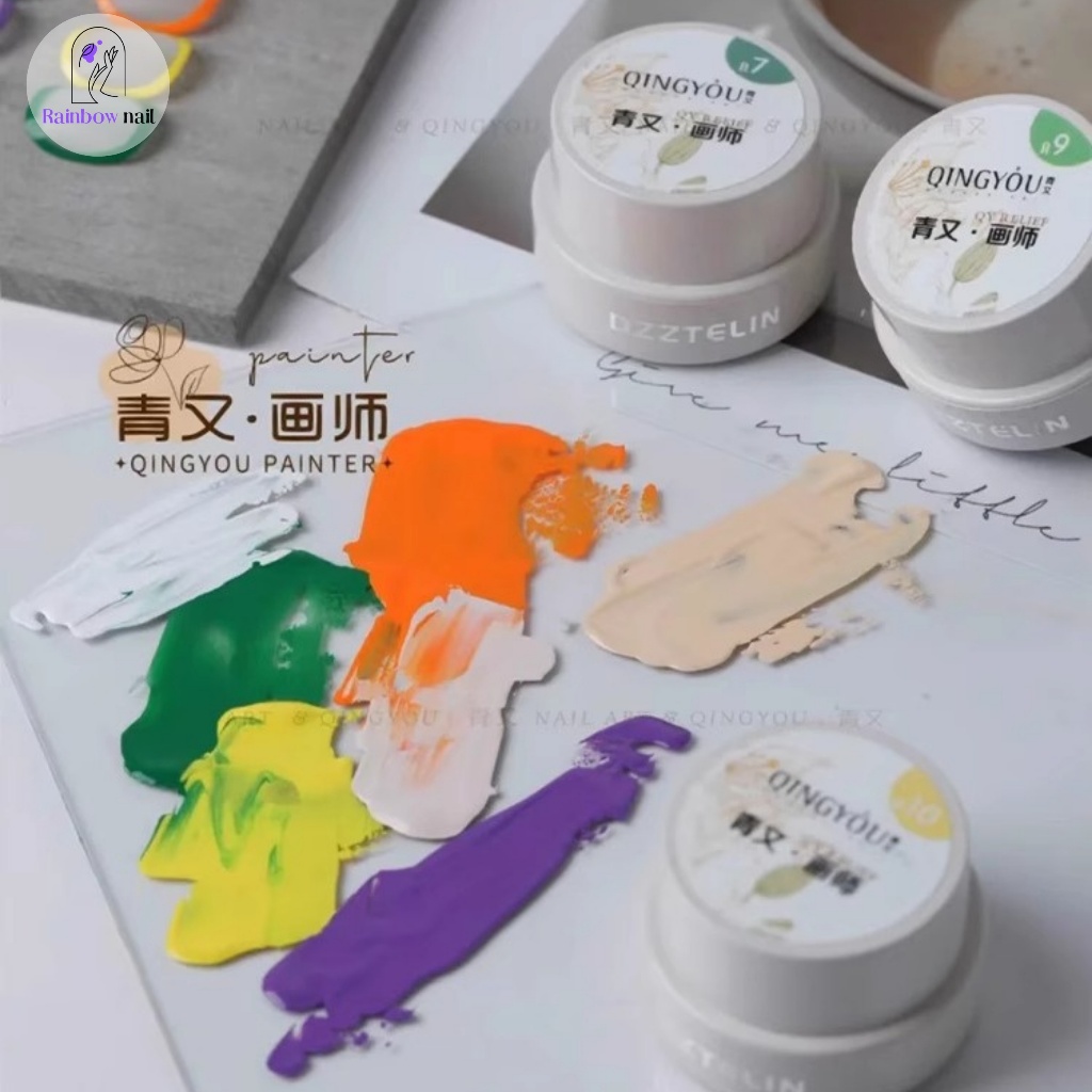 เซท 12 สี QINGYOU 12colors เจลสำหรับใช้ในการวาดภาพโดยเฉพาะค่ะ สีเจลเพนท์เล็บ เพนท์ง่าย ติดทนนาน