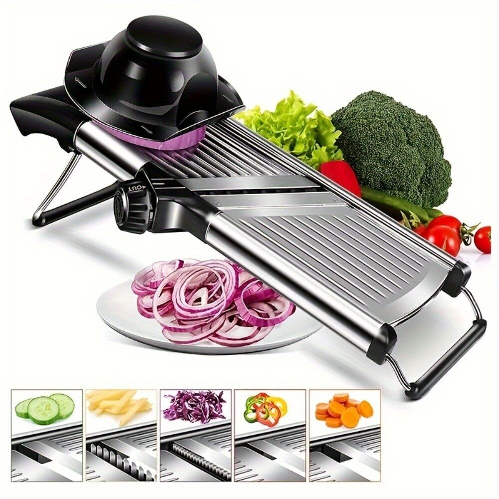 LMETJMA ปรับ Mandoline Slicer เครื่องตัดผักสแตนเลสเครื่องตัดสับสําหรับมันฝรั่งมะเขือเทศหัวหอมแครอท JT213