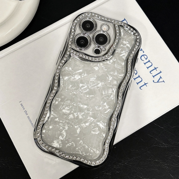 ชุบกรอบหยัก Bling Rhinestone iPhone สําหรับ i16 i15 i14 i13 Pro Max 15Pro 16Pro ฝาครอบโทรศัพท์