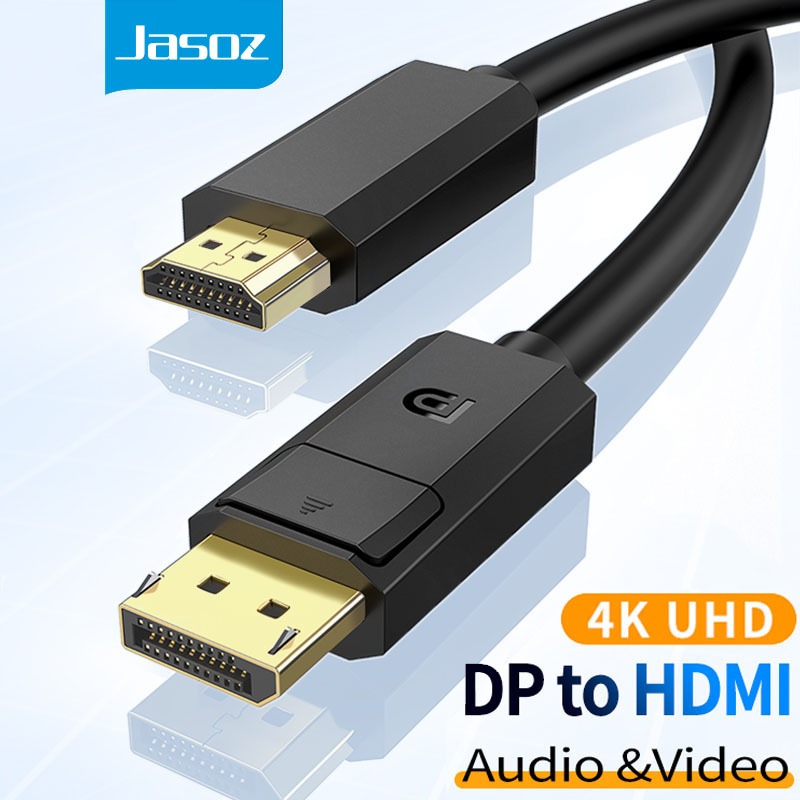 Jasoz DP To HDMI Cable 1080P 4K HDMI DP Cable Display Port for PC Laptop HDTV Projector