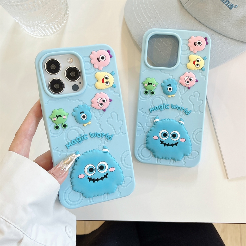 ปลอก iPhone 13 14 15 16 13 Pro 14 Pro 15 Pro 16 Pro 12 Pro Max 13 Pro Max 16 Pro Max Case Soft TPU Silicon Back Stand Case Full Protection กันกระแทกโทรศัพท์มือถือฝาครอบ