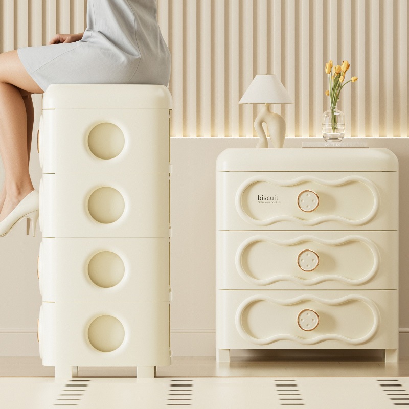 【White Cabinet】41cm สีครีม ตู้เก็บของ มีล้อ ที่เคลื่อนไหวได้ ลิ้นชักเก็บของ 3-6ชั้น ลิ้นชักใส่เสื้อผ้าเด็กอ่อน - รูปที่ 4