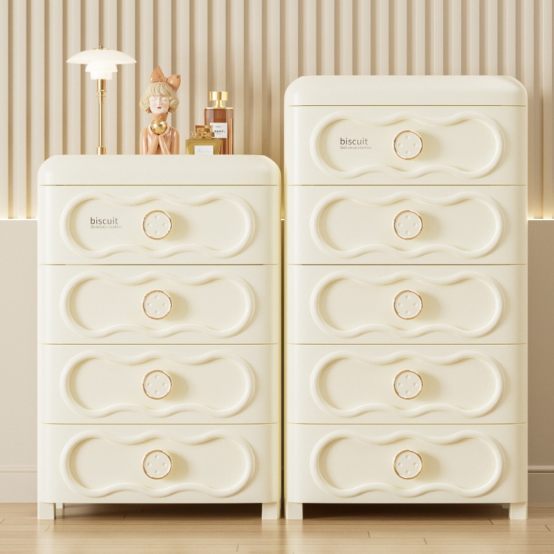 【White Cabinet】41cm สีครีม ตู้เก็บของ มีล้อ ที่เคลื่อนไหวได้ ลิ้นชักเก็บของ 3-6ชั้น ลิ้นชักใส่เสื้อผ้าเด็กอ่อน - รูปที่ 7