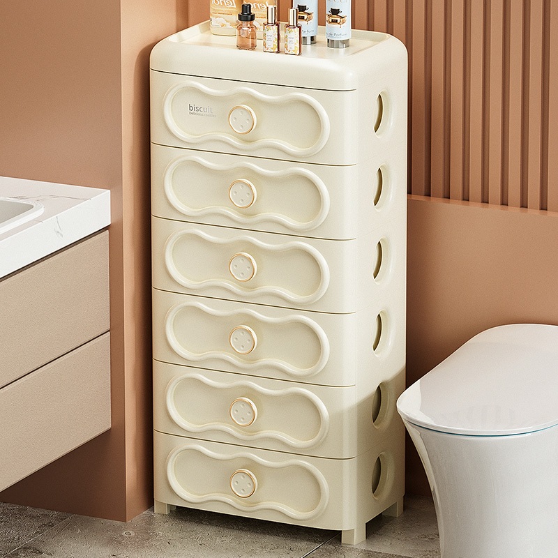 【White Cabinet】41cm สีครีม ตู้เก็บของ มีล้อ ที่เคลื่อนไหวได้ ลิ้นชักเก็บของ 3-6ชั้น ลิ้นชักใส่เสื้อผ้าเด็กอ่อน - รูปที่ 6