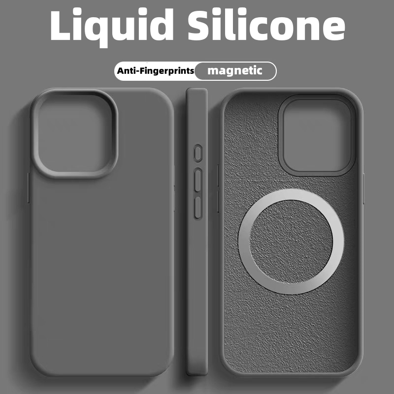 หรูหราซิลิโคนเหลวซ่อนเคสโทรศัพท์แม่เหล็กสําหรับiPhone 13 14 15 16 Pro max 14 15 16 Plusกรณีความงามกันกระแทกป้องกันลายนิ้วมือและป้องกันมือเหงื่อปลอกครอบคลุมเต็มรูปแบบ