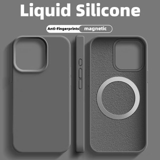 หรูหราซิลิโคนเหลวซ่อนเคสโทรศัพท์แม่เหล็กสําหรับiPhone 13 14 15 16 Pro max 14 15 16 Plusกรณีความงามกันกระแทกป้องกันลายนิ้วมือและป้องกันมือเหงื่อปลอกครอบคลุมเต็มรูปแบบ