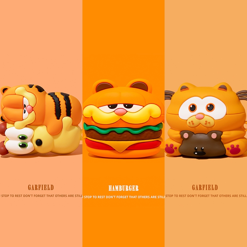 Garfield Series เคสซิลิโคนป้องกันหูฟังสําหรับ AirPods Pro 3/4, Pro 2, AirPods 2 รองรับการใช้งาน