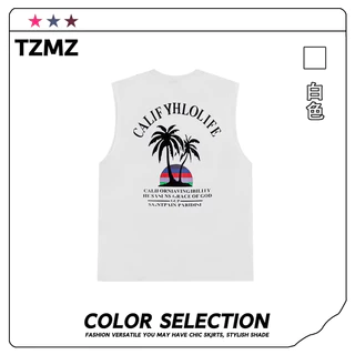 Metozone เสื้อยืดแขนกุด พิมพ์ลาย เทรนด์ชายหาด ฤดูร้อน สําหรับผู้ชาย