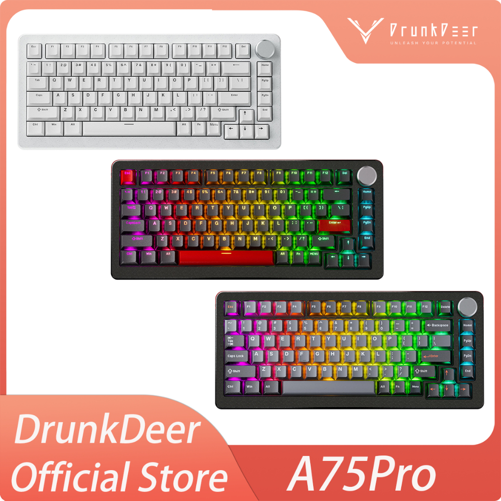 DrunkDeer A75Pro HE Rapid Trigger Gaming Keyboard, สวิตช์แม่เหล็ก 75% TKL, 82 คีย์