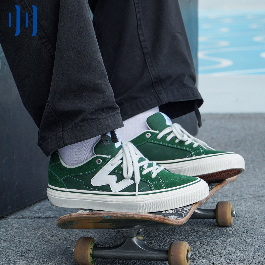 Ollie81026 Ollieskate Dark Green Suede Canvas Stitching Fashion Casual Men Women Skateboard Shoes รอ