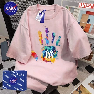 【พร้อมส่ง】🔥NASA ผ้าฝ้ายแท้100% แขนสั้น ทรงโอเวอร์ไซส์ เสื้อยืด ลายนิ้วมือกราฟฟิตี้🎨ใส่ได้ทั้งชายหญิง เสื้อYG551