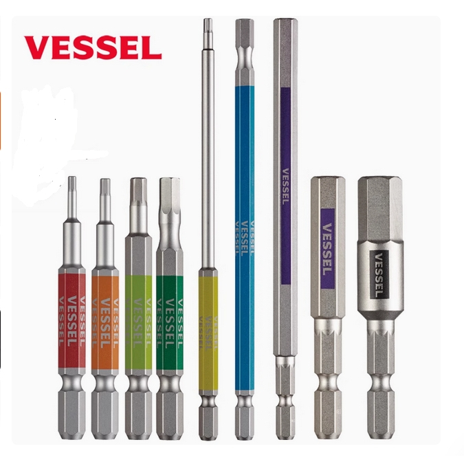 ญี่ปุ่น VESSEL 6.35 ดอกสว่านซ็อกเก็ตหกเหลี่ยม/ดอกไขควงไฟฟ้าแข็ง H1.5-H17