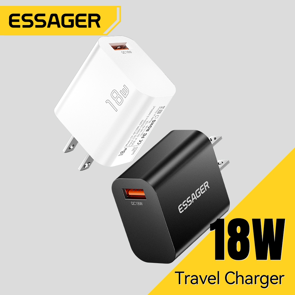 Essager 18W USB A Charger QC Fast Charging โทรศัพท์ QC 3.0 โทรศัพท์ Fast Charger หูฟัง