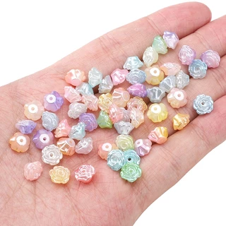 8x5 มม.ประมาณ 100 ชิ้น Camellia ลูกปัด Lily ดอกไม้ลูกปัด ABS peary-lustre DIY Garland สร้อยข้อมืออุปกรณ์เสริม