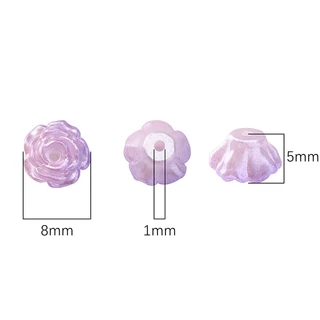 8x5 มม.ประมาณ 100 ชิ้น Camellia ลูกปัด Lily ดอกไม้ลูกปัด ABS peary-lustre DIY Garland สร้อยข้อมืออุปกรณ์เสริม
